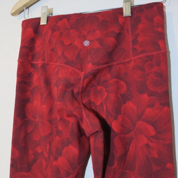 Athleta Elation Textured Tight Print Leggings Chakra Floral Red Yoga Size Medium - Picture 6 of 11